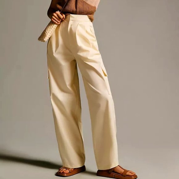 Anthropologie Du Paradis Cargo Cotton Chino Trousers Size 16 NWT - Picture 3 of 14